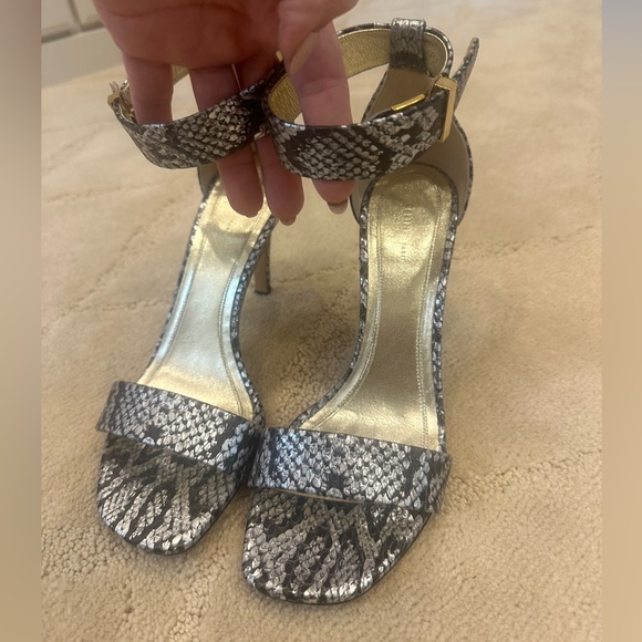 Celine ankle strap python snake skin silver and black stiletto heels, size 36 - Picture 2 of 14
